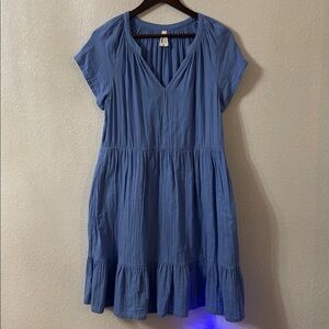 Pact Organic Cotton Coastal Double Gauze Throw N Go Light Blue Dress Size Small